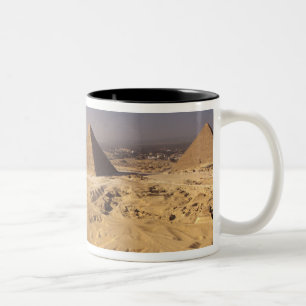Egypt, Pyramids at Giza, Khafre, Khufu, Menkaure Two-Tone Coffee Mug