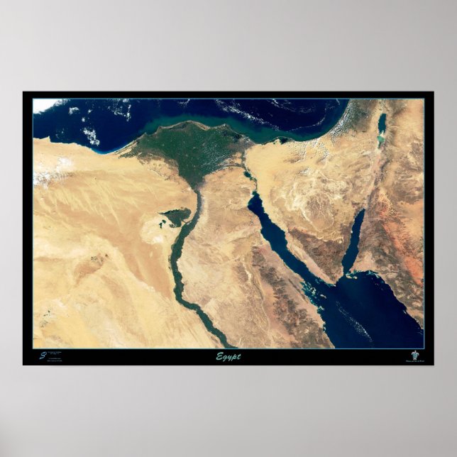 Egypt Satellite Poster Map Print From Space (Front)