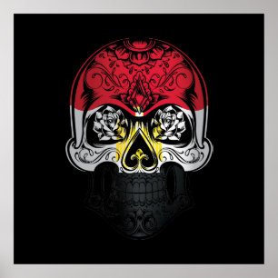 Egypt Skull And Roses Flag Poster