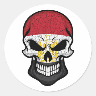 Egypt Smiling Skull Flag Classic Round Sticker