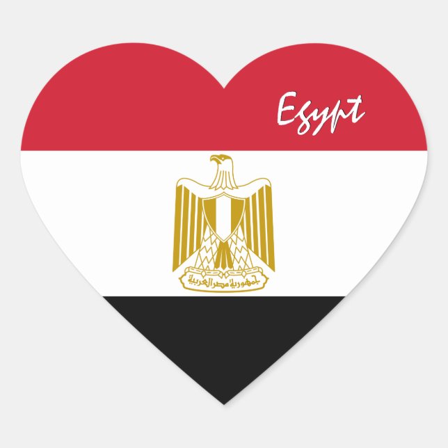 Egypt Sticker, Heart, Patriotic Egyptian Flag Heart Sticker (Front)