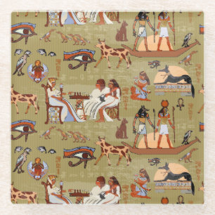 Egypt   Symbols Pattern Glass Coaster