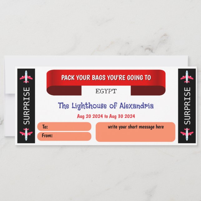 Egypt Travel Gift Voucher (Front)