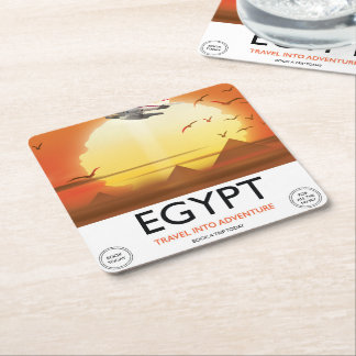 Egypt "Travel into Adventure" Square Paper Coaster