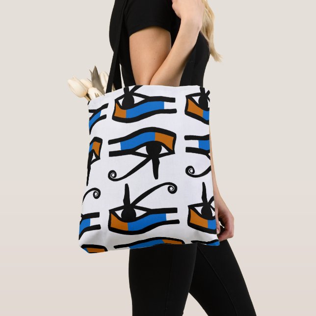 Egypt Travel | Modern Hieroglyphics Eye Horus Tote Bag (Close Up)