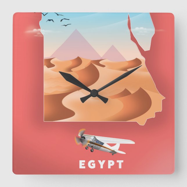 Egypt travel poster square wall clock (Front)