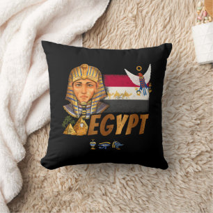 Egypt Vintage Pharaoh Flag And Pyramids Souvenir Cushion