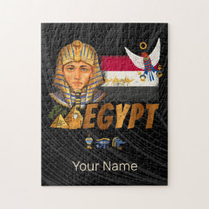 Egypt Vintage Pharaoh Flag And Pyramids Souvenir Jigsaw Puzzle