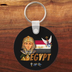 Egypt Vintage Pharaoh Flag And Pyramids Souvenir Key Ring