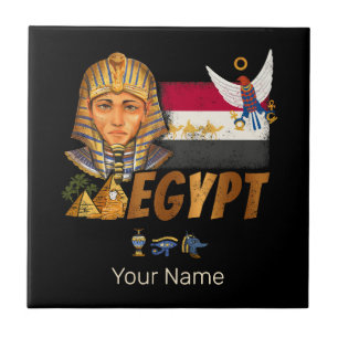 Egypt Vintage Pharaoh Flag And Pyramids Souvenir Tile