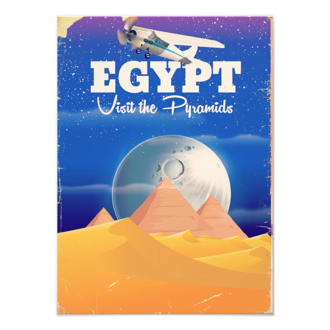 Egypt - Visit the Pyramids Vintage travel poster (Front)