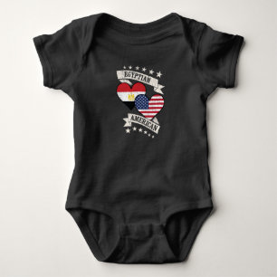 Egyptian American Heart Flags Egypt America Baby Bodysuit