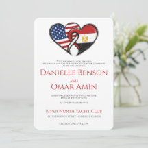 Egyptian American Heart Flags Wedding