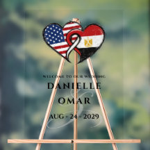 Egyptian American Heart Flags Wedding Welcome