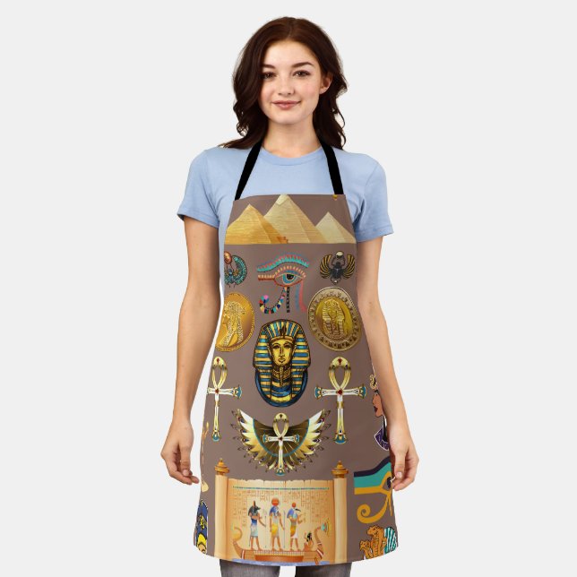 Egyptian Ancient Hieroglyphic Pattern Symbol Apron (Worn)