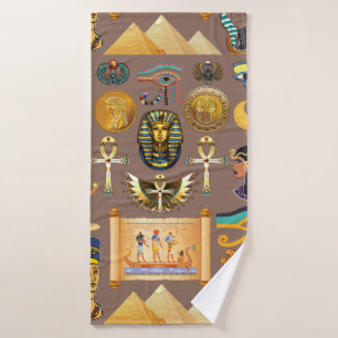 Egyptian Ancient Hieroglyphic Pattern Symbol Bath Towel