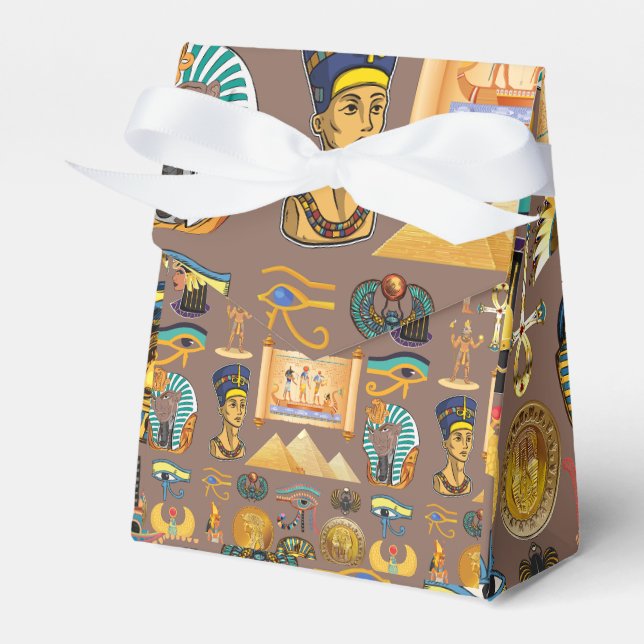 Egyptian Ancient Hieroglyphic Pattern Symbol Favour Box (Front Side)