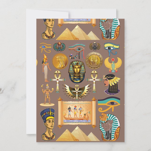 Egyptian Ancient Hieroglyphic Pattern Symbol Holiday Card (Front)