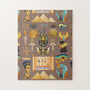 Egyptian Ancient Hieroglyphic Pattern Symbol Jigsaw Puzzle