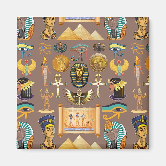 Egyptian Ancient Hieroglyphic Pattern Symbol Magnet (Front)