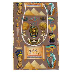Egyptian Ancient Hieroglyphic Pattern Symbol Medium Gift Bag