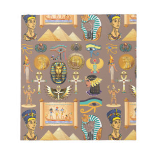 Egyptian Ancient Hieroglyphic Pattern Symbol Notepad