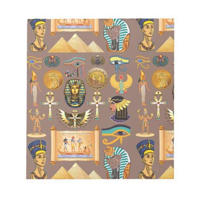 Egyptian Ancient Hieroglyphic Pattern Symbol Notepad (Front)