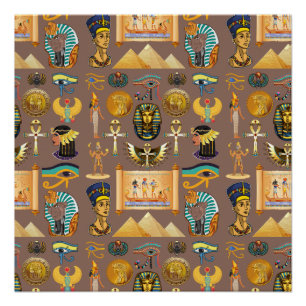 Egyptian Ancient Hieroglyphic Pattern Symbol Poster
