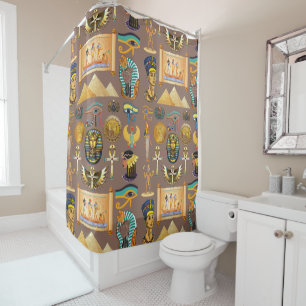 Egyptian Ancient Hieroglyphic Pattern Symbol Shower Curtain