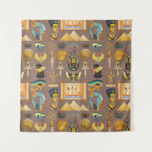 Egyptian Ancient Hieroglyphic Pattern Symbol Tapestry