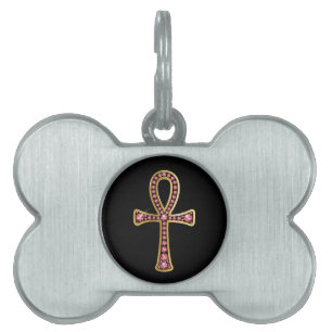 Egyptian Anhk with Rubies Pet Name Tag