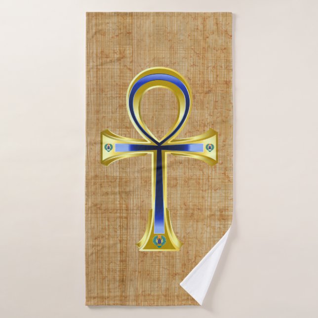 Egyptian Ankh And Scarabs Bath Towel (Bath Towel)