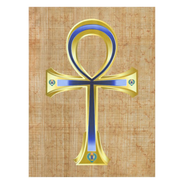 Egyptian Ankh And Scarabs Tablecloth (Front)
