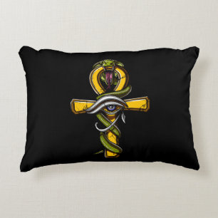Egyptian Ankh Eye Of Horus Ancient Serpent Symbol Decorative Cushion