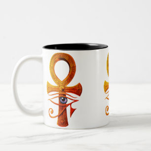 Egyptian Ankh Eye of Horus Ancient Symbol Protect Two-Tone Coffee Mug