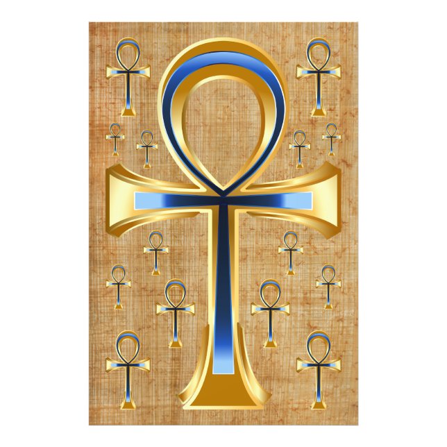Egyptian Ankh - Gold and Blue Design Photo Print (Front)