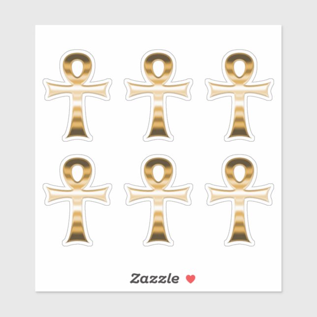 Egyptian Ankh Symbol Faux Silver Metallic Set of 6 (Sheet)