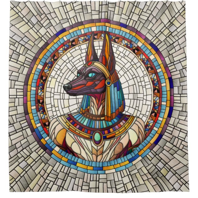 Egyptian Anubis -Mosaic Art Shower Curtain (Front)