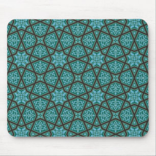 Egyptian Arabic geometric in vintage blue and grey Mouse Mat