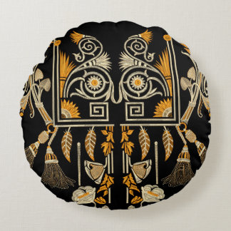Egyptian art traditional gold border create hand m round cushion