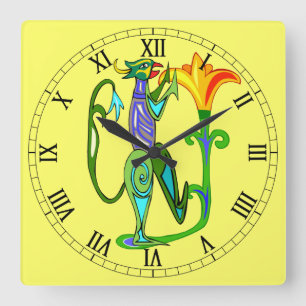 Egyptian Art With Lotus Flower Roman Numeral Clock