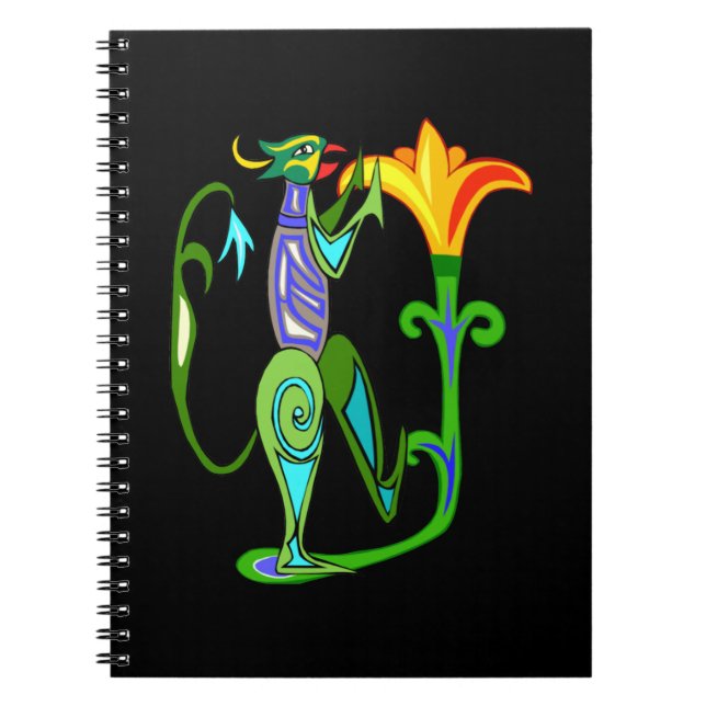 Egyptian Art With Lotus Flower Spiral Notebook (Front)