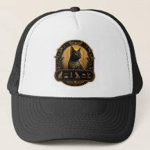 Egyptian Bastet Cat Cap - Gold Hieroglyphic Design