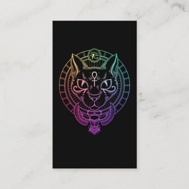 Egyptian Bastet Cat Horus Scarab Egypt Symbol Business Card (Front)