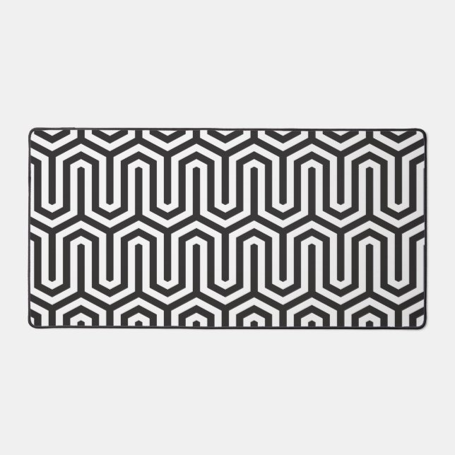 Egyptian Black And White Pattern Decorative Desk Mat (Front)