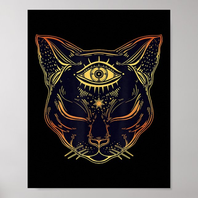 Egyptian Black Cat Halloween Boho - Gothic Witchcr Poster (Front)