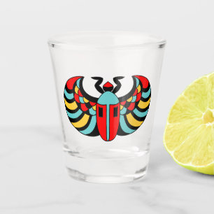 Egyptian Black Scarab Beetle Colourful Pattern Shot Glass