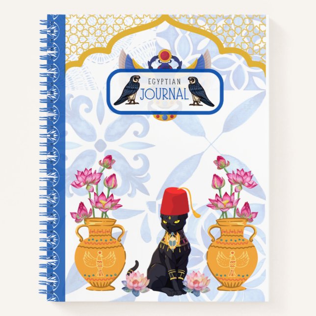 Egyptian Cat Basha with Pharonic Spiral Notebook (Front)