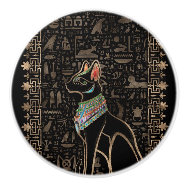 Egyptian Cat - Bastet Ceramic Knob (Front)