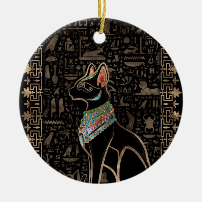 Egyptian Cat - Bastet Ceramic Tree Decoration (Front)